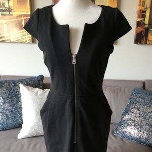 Marc New York Zip Front Black Sheath Dress Size 4